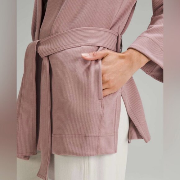 Lululemon Ribbed Softstreme Belted Wrap Twilight Rose - Picture 3 of 11